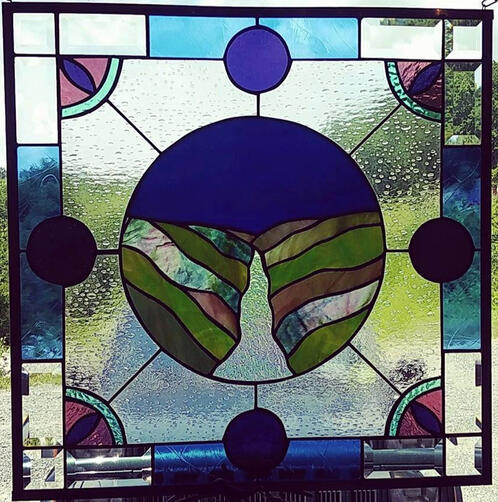 art deco stained-glass image of the new river
